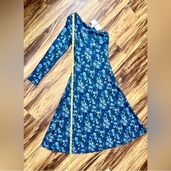 New Pact Blue and White Floral One Shoulder A-Line Dress - Picture 4 of 5